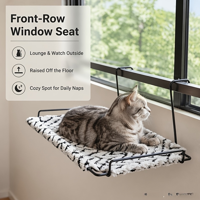TEMU Lit hamac perchoir de fenêtre 3-en-1 pour chat, lit suspendu multi-radiateurs pour chat, lit pour chat en peluche douce détachable et lavable