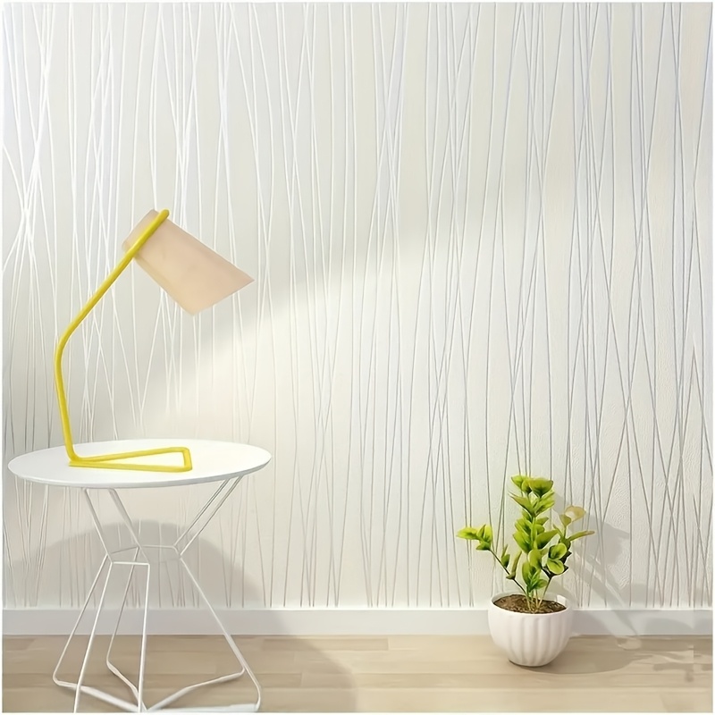 TEMU A Roll Of Thick White Striped Self-adhesive Vinyl Wallpaper For Bedrooms, Living Room Walls, Kitchen Cabinet Decoration, Table Decals, And