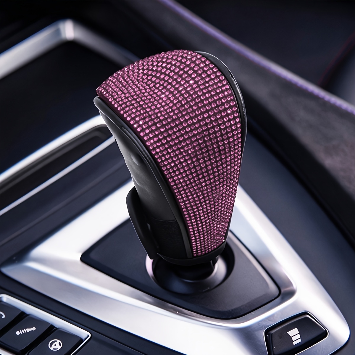 TEMU Car Shifter Shiny Car Decoration, Universal Car Knob Shifter Protection Cover Anti-scratch Rhinestone Car Decoration Women Applicable