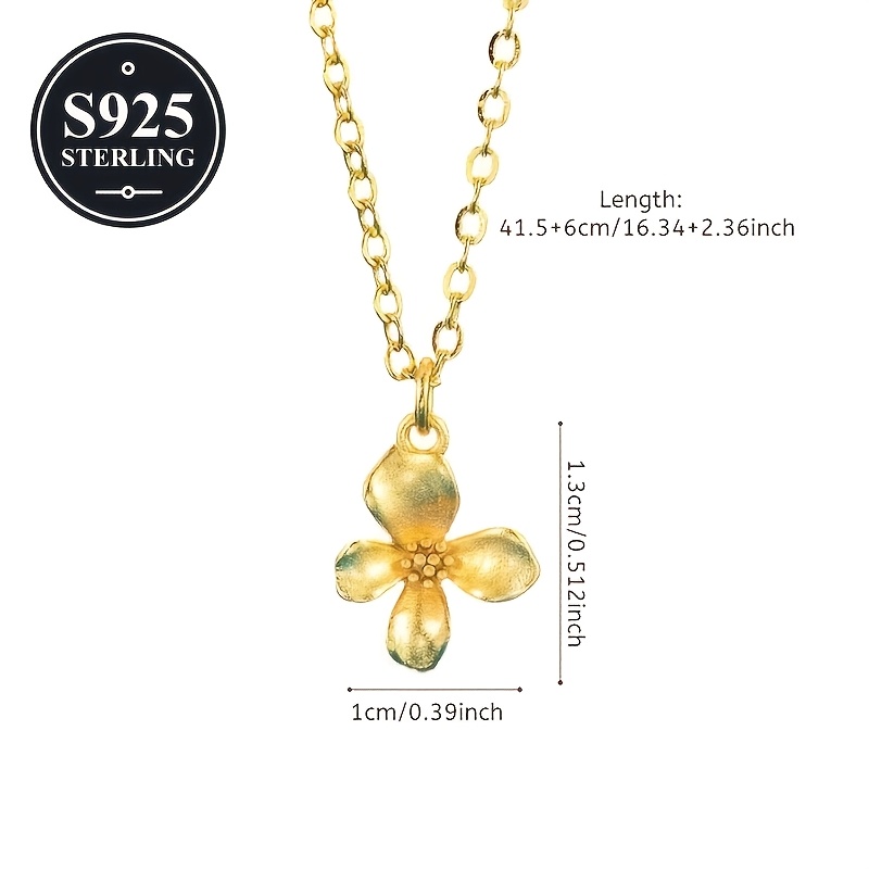 Women's 925 Sterling Silver Gardenia Flower Pendant Necklace