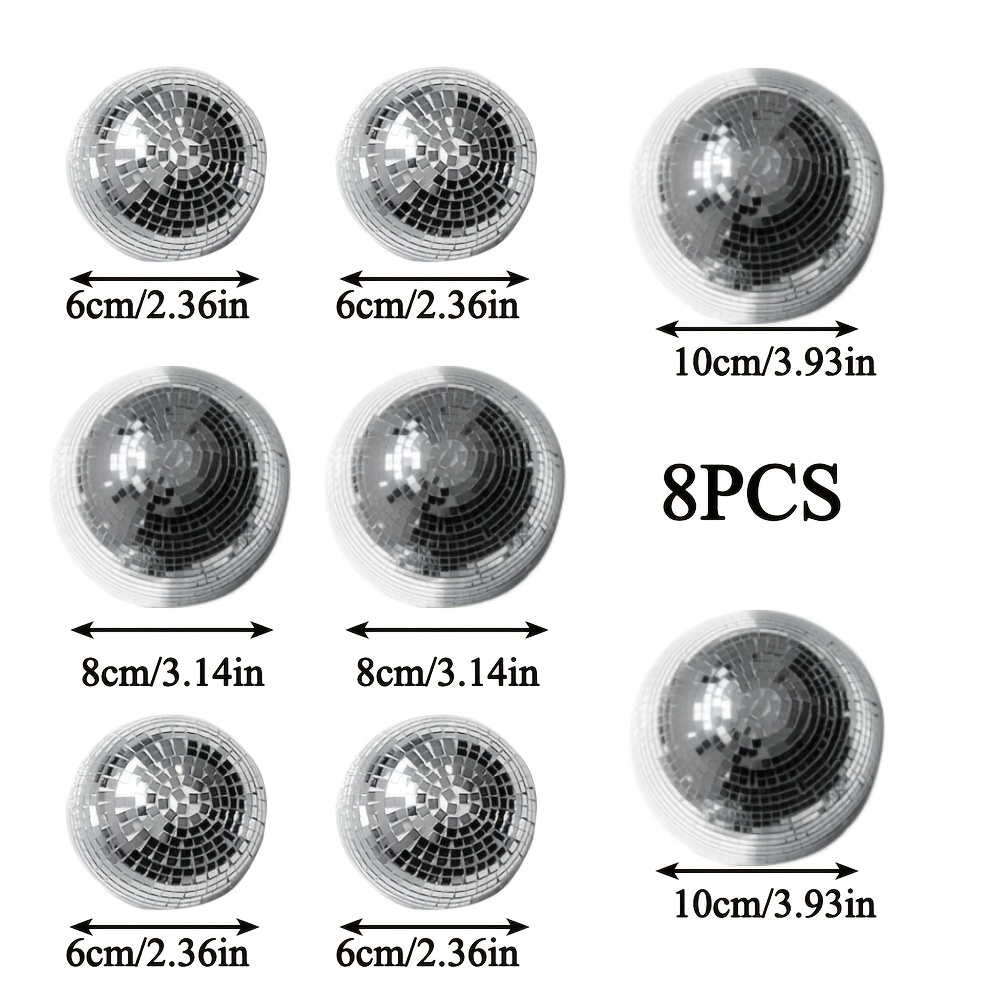 TEMU 8pcs Disco Ball Wall Decor Set, Shiny Disco Balls, Suitable For Parties, Weddings, And Home Celebrations, Ideal For Christmas, Halloween, New
