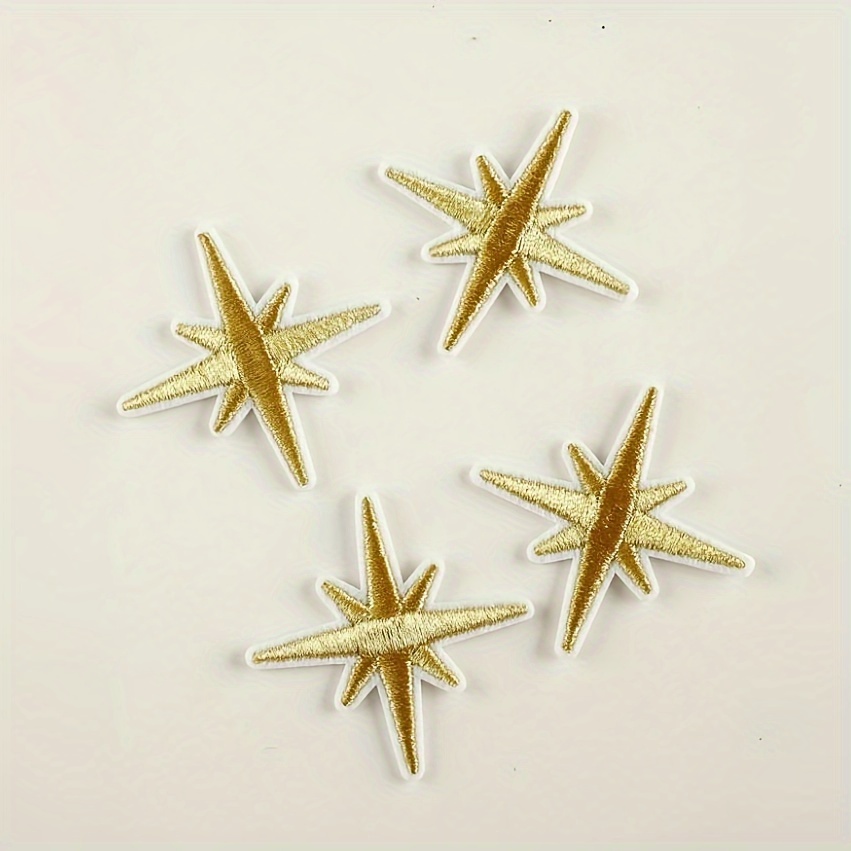 TEMU 4 Piezas de Parches Bordados con Estrellas para Planchar, Decoración DIY en Ropa, Jeans, Gorras, Bolsas y Fundas de Teléfonos
