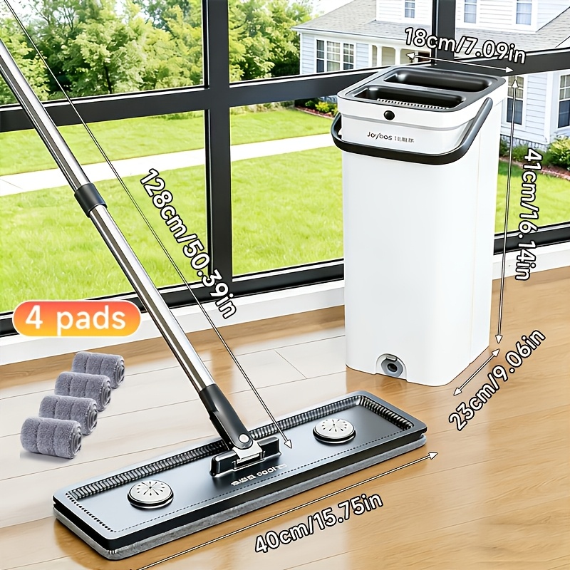 TEMU 2026 Flat Mop Bucket Set, Cleaning Tool, Compact Storage For Tight Spaces, Suitable For Wet And Dry Use, Home Cleaning Equipment, With Extra