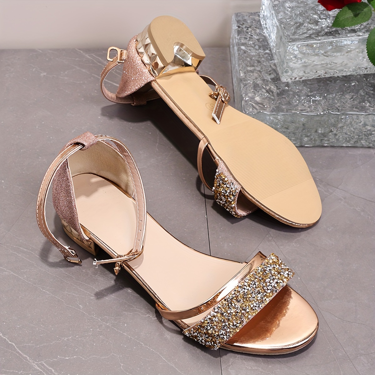 Sandalias Moda Mujer Tacón Diseño Punta Redonda