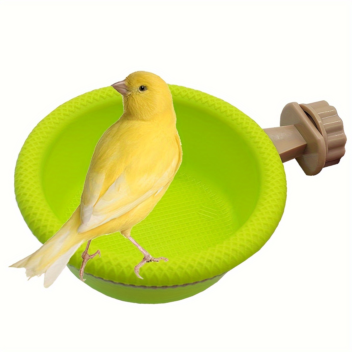 

Bird Cage Bath Tub With Perch Stand For Canary Finch Budgerigar - Tpu Thermoplastic Parrot Supplies Bathing Accessory - Easy Rotating Fixation (4.5")