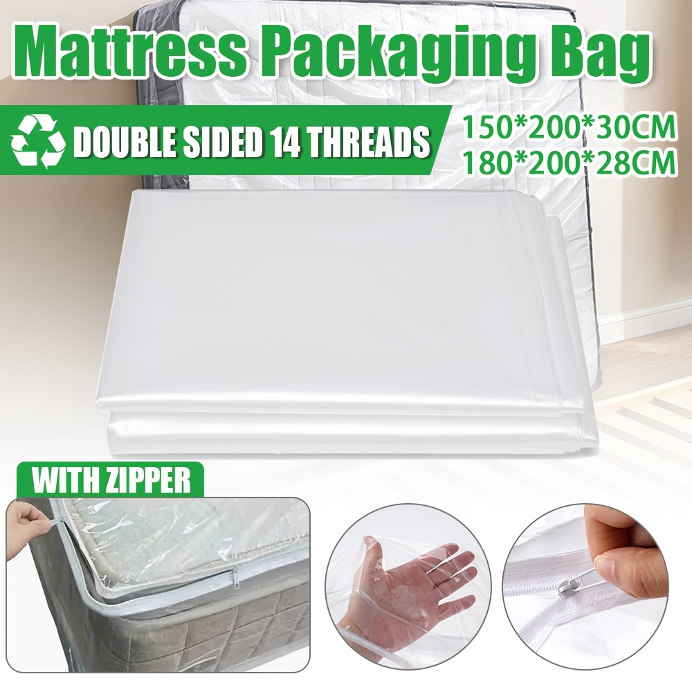 double sided 14 strip zippered thick mattress cover moving protection bag packing storage large plastic bag 0