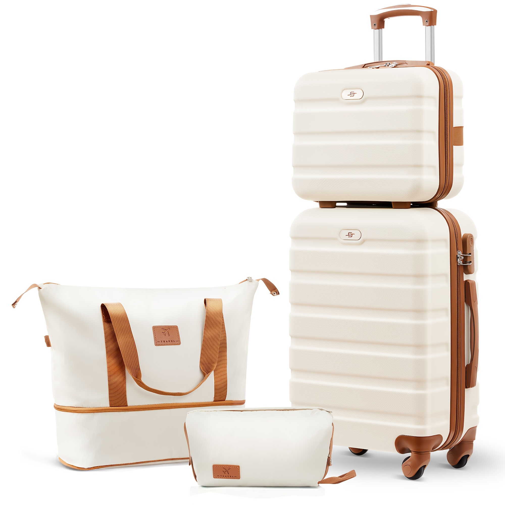 TEMU 4pcs Luggage Set, 20-inch Carry-on Luggage, Travel Set With A Small Cosmetic Case And Expandable Luggage Bag