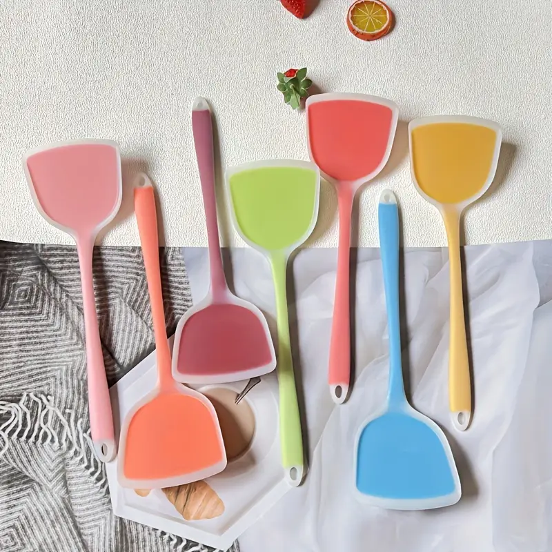 1pc heat resistant semi transparent silicone spatula with extended and handle suitable for non stick pans dishwasher safe kitchen cooking tool for stir frying eggs and fish Product details 0