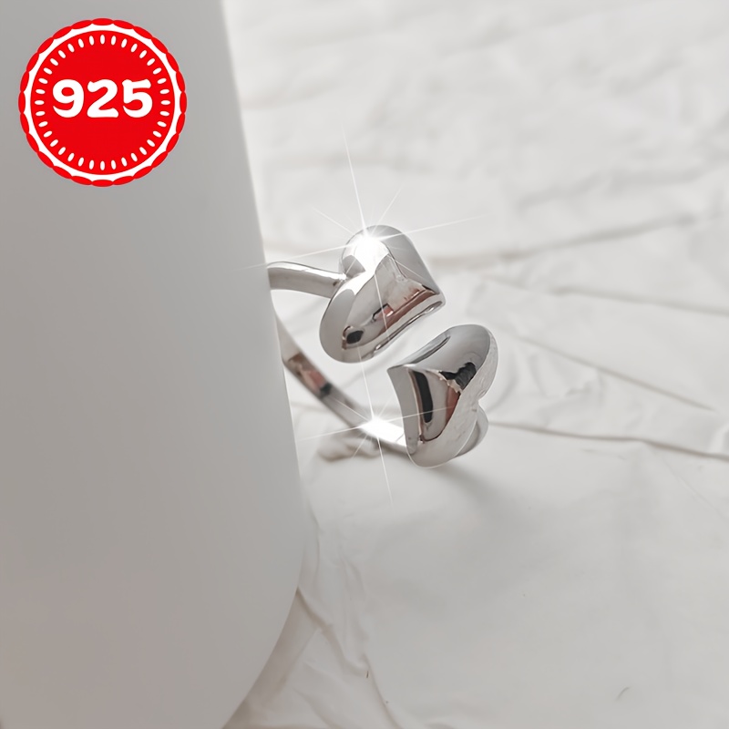 925 Silver Interlocking Hearts Ring Ideal for Couples