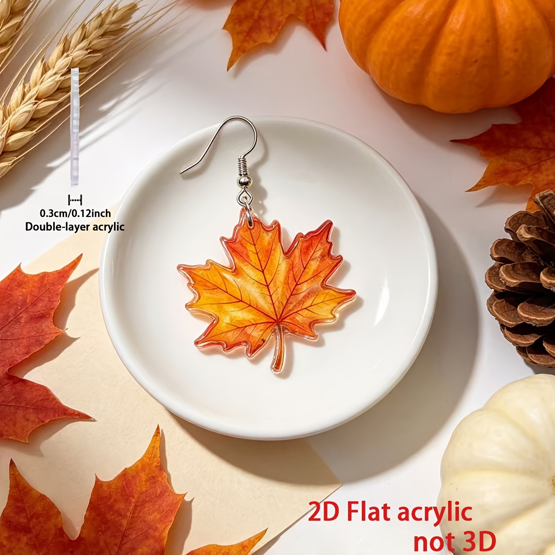 2pc Fall Maple Leaf Dangle Earrings Set