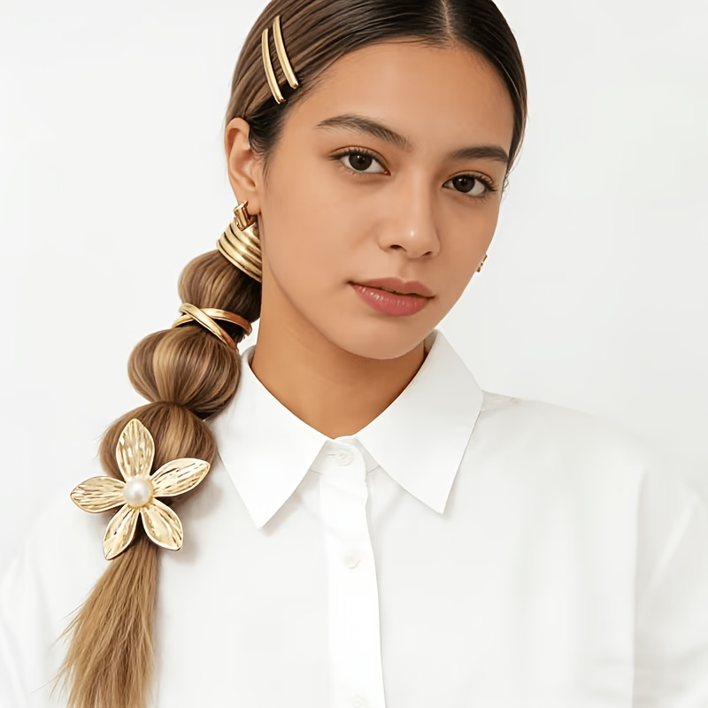 3pcs Golden Alloy Hair Accessory Set