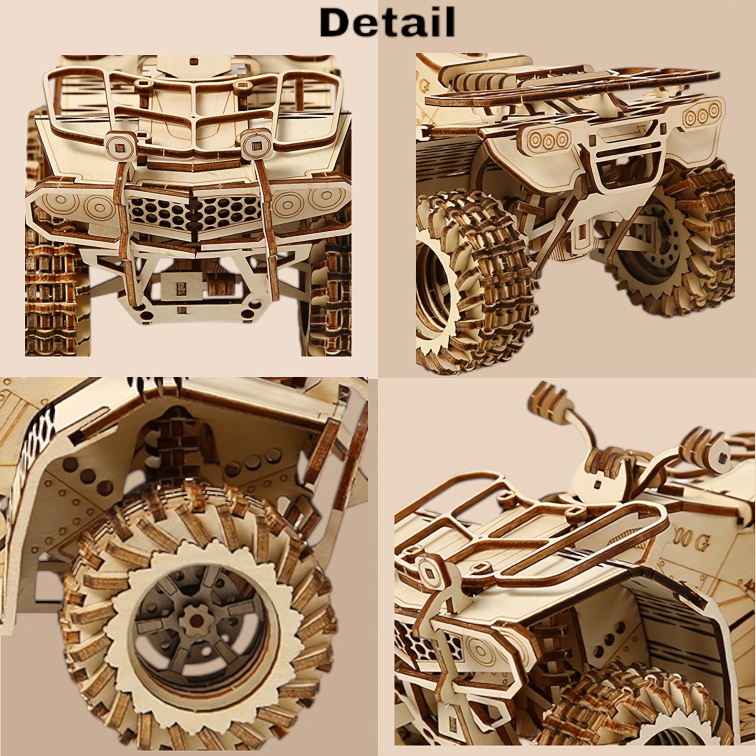 3D Wooden Mechanical Well Vintage Car & Beach Themed Motorcycle Puzzle Set