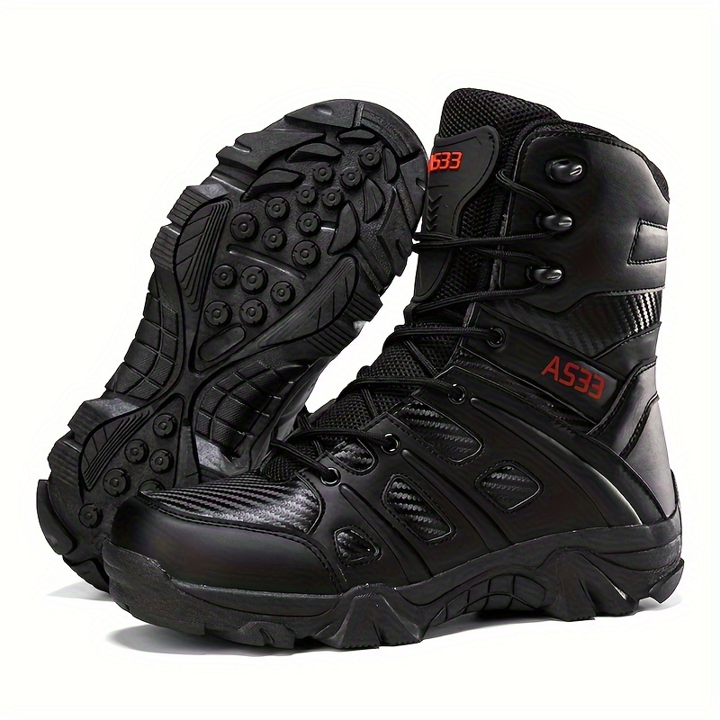 

Men's Casual Middle Top Lace Up Mountaineering Boots, Wear-resistant Non-slip Hiking Shoes For Outdoor, All Seasons