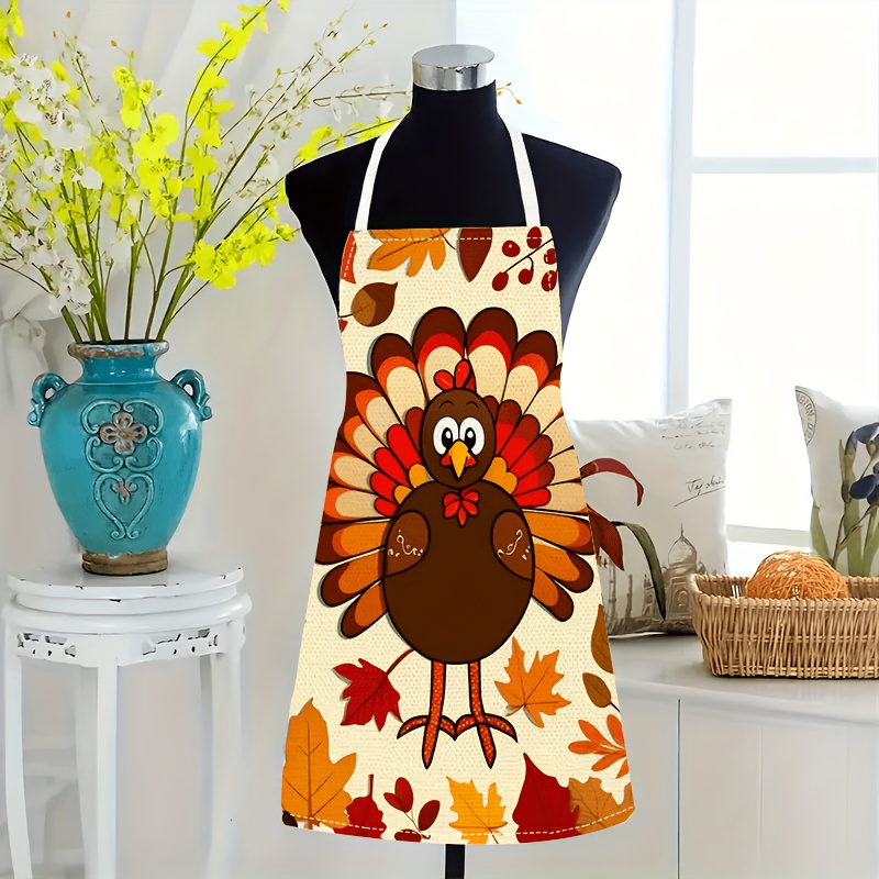 

1pc Turkey , 100% Polyester Sleeveless , Printed For Cooking And