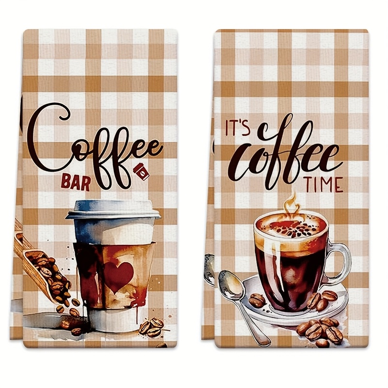 TEMU Lingette de Nettoyage 2 pièces de Cuisine, de Cuisine Motif Grains de Café, Cadeau pour et , Chiffon de Vaisselle de Cuisine Super Absorbant,