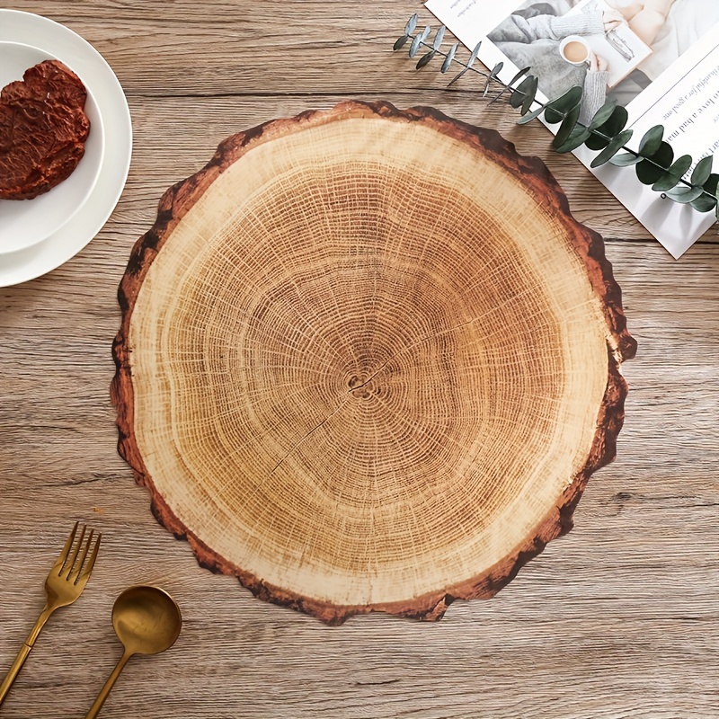 

1/4/8pcs, Table Pads, Nordic Style Imitation Wood Grain Placemat, Natural Pastoral Style Table Mat Decoration, Waterproof And Hand Washable, Holiday Travel Table Decoration