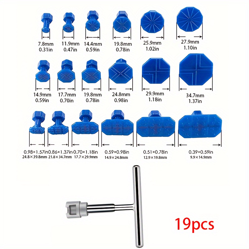 TEMU 19-piece Manual Pull Rod Repair Tool Set With Blue Plugs - Car Dent Repair Kit For Bodywork And Fender Repairs