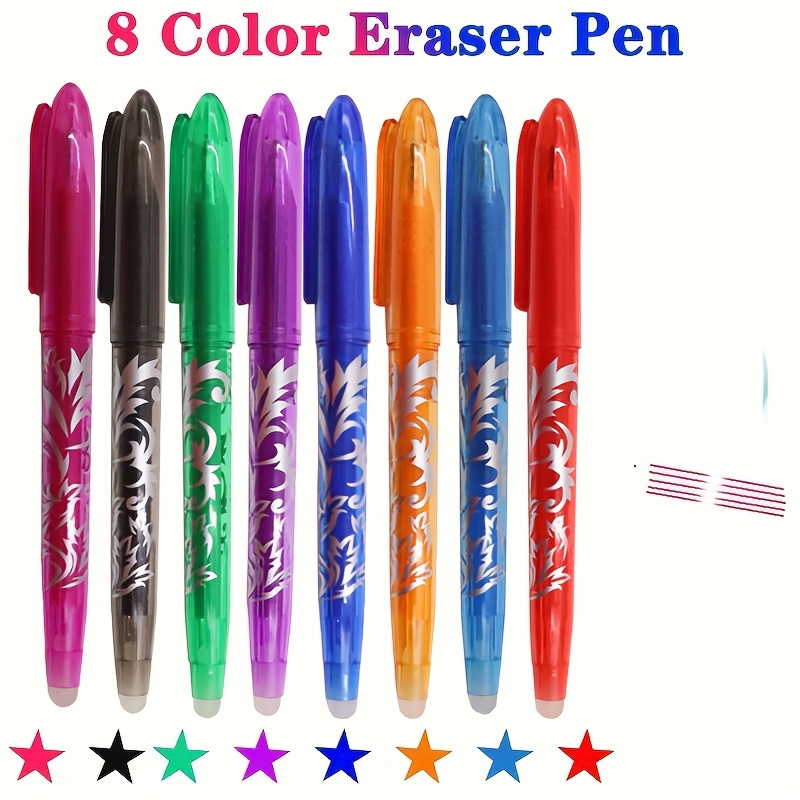 

8pcs/set Erasable Pens Gel Writing 0.5mm Pens For School Classroom Teacher Stationary School Supplies Red Purple