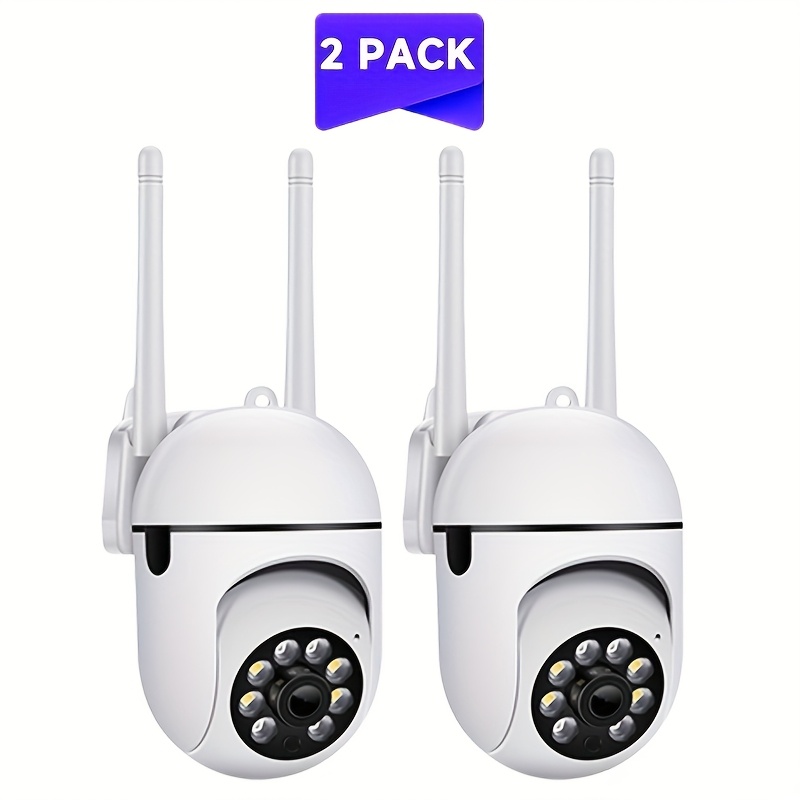 Image of 2pcs 1080p Night Vision Monitor, .4ghz Wi-fi Camera, Alarm Push, 355°ptz Surveillance Camera, Detection, Audio Camera, Pan/tilt/zoom, Up To 256gb Sd Card Support