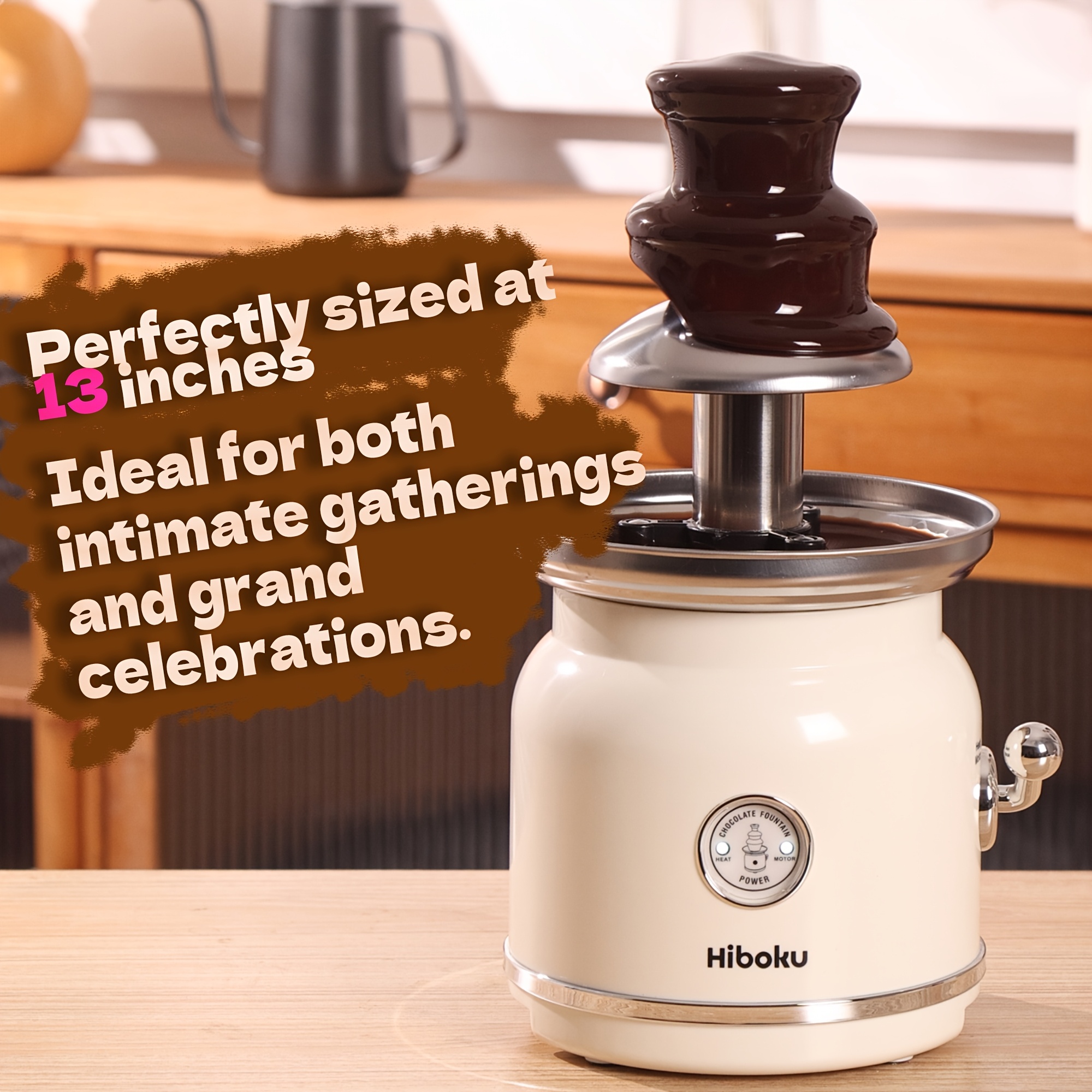 TEMU Chocolate Fondue Fountain Machine Stainless Steel 3 Tiers Electric Mini Dipping Melting Warmer Cheese, Butter, For Home, Parties, Festivals, 17oz, White, Us Plug