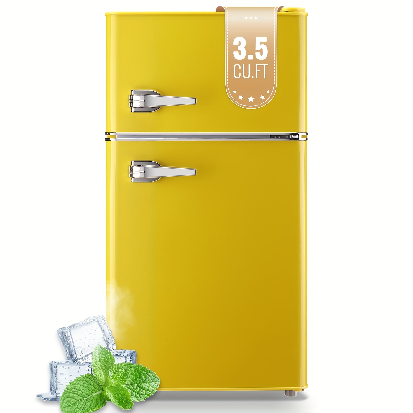 Wanai 3.5 Cu.ft. Double Door Fridge With Freezer, Fridge, Featuring Adjustable Glass Shelves - For Offices, Bedrooms, Dorms, & Apartments!
