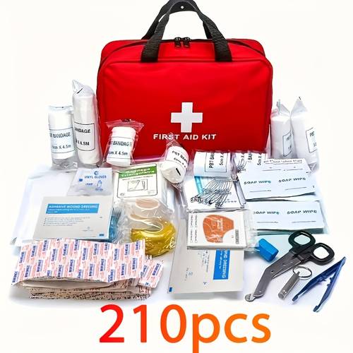200 210pcs luxury first aid kit red scissors and for hunting hiking and camping emergencies