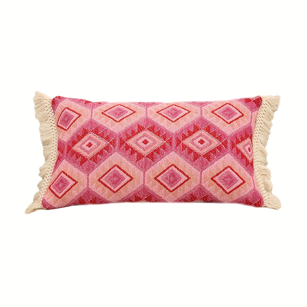 Image of 1pc Multicolor Rhombus Pillowcase, Geometric Rhombus Vintage Pattern Bohemian Style Suitable For Retro Room Sofa Bedroom Decor