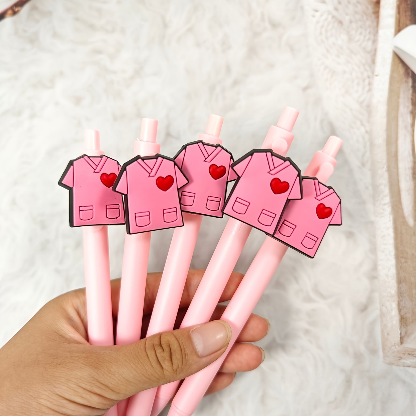 5pcs Simple Medical Pink Series Uniform Style Pen Creative Medical Gift Pen Round Ballpoint Pe