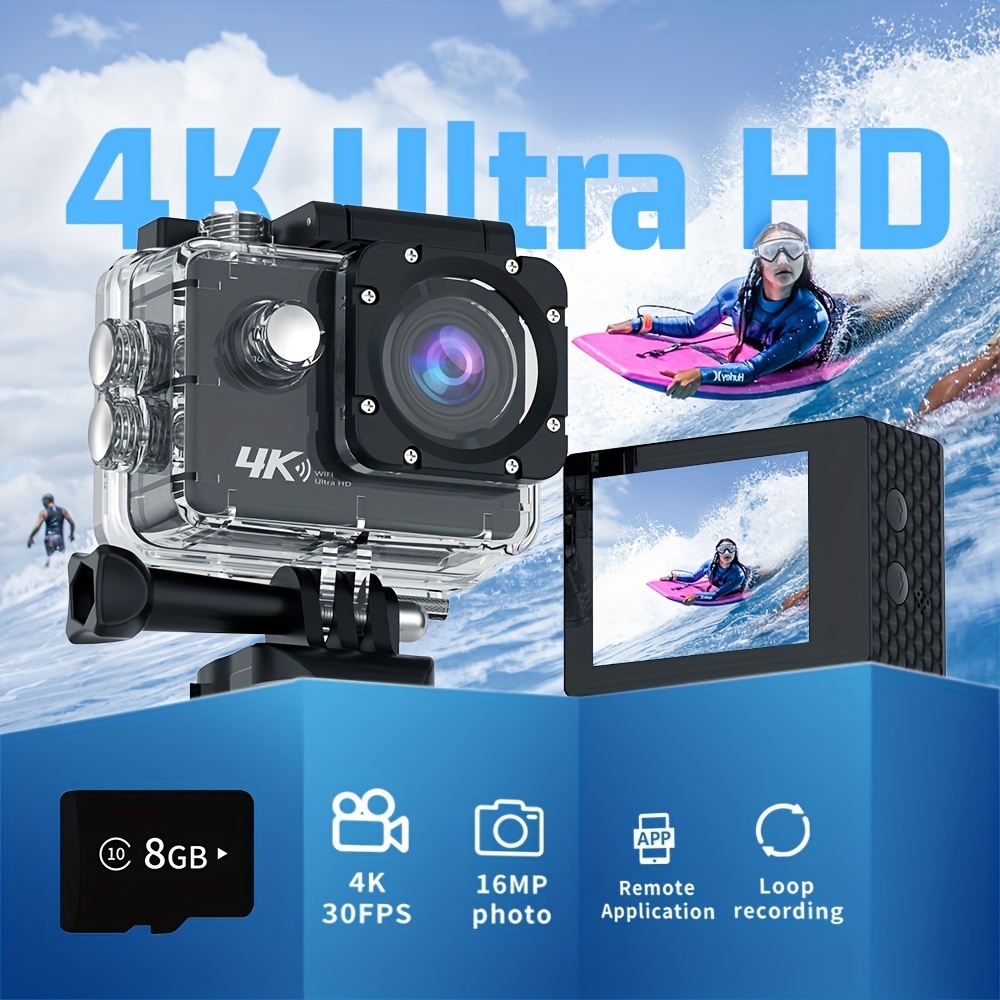 4k ultra hd action camera wifi 60fps 16mp 8gb memory Temu Finland
