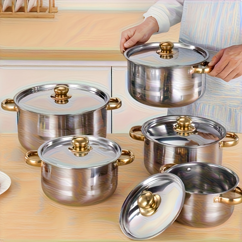 Stainless Steel Cookware Set, 10pcs (5 Pots + 5 Lids) Premium 410... product image 6