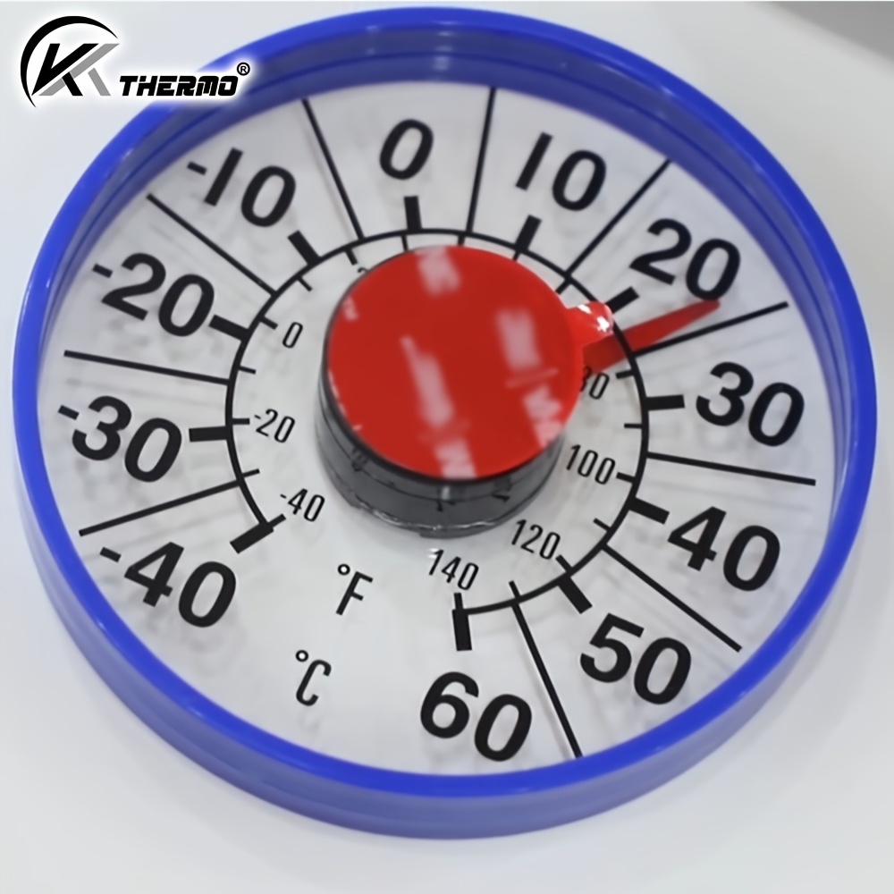 TEMU Transparent Acrylic Window Thermometer, 4.3-inch/11-cm Adhesive Outdoor Glass Thermometer With / Display, Round Temperature Gauge For Windows,