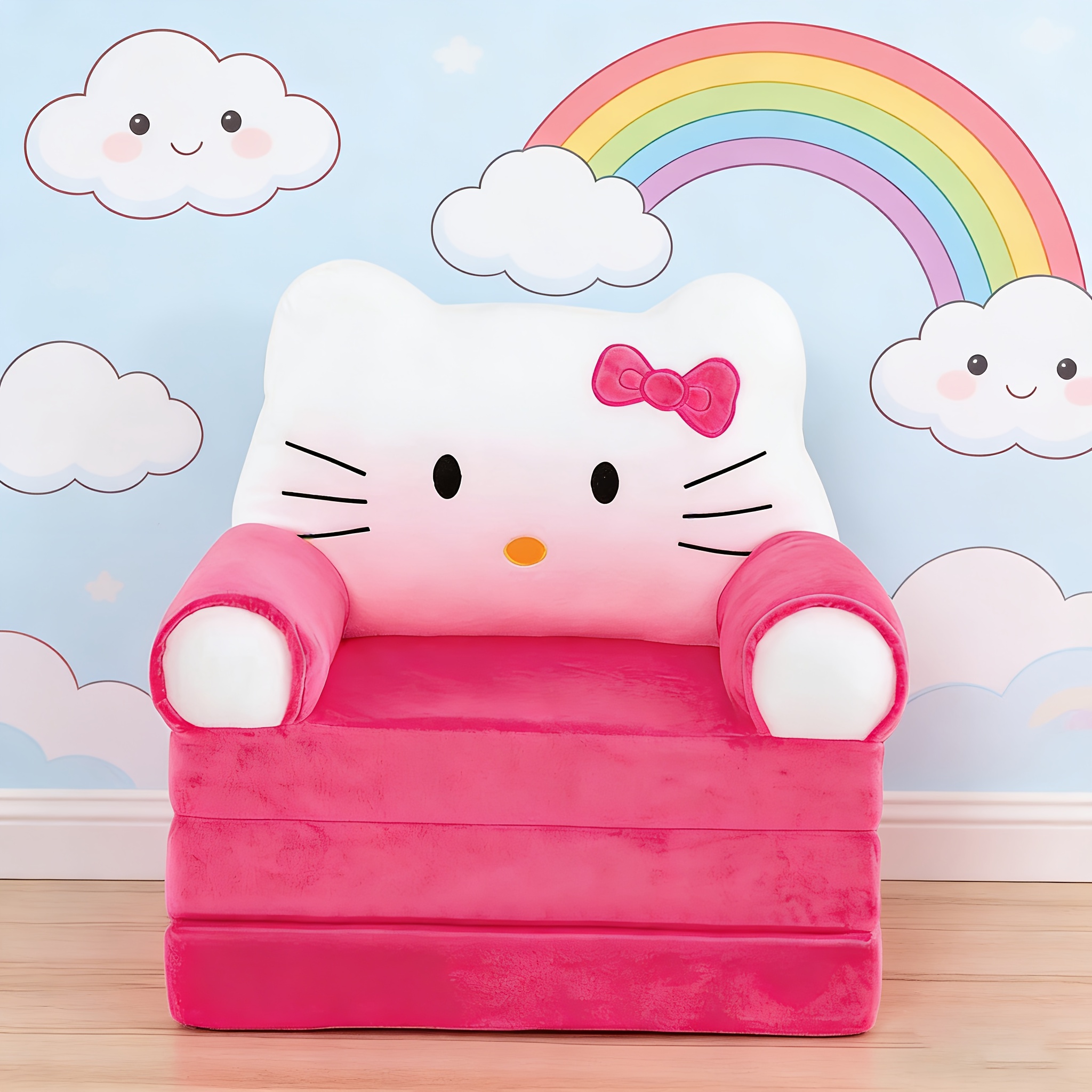 Hello Kitty Lazy Sofa Folding Sofa Bed Cartoon Seat Extended Nap Sofa Foldable Sit Or Lie Cartoon Folding Sofa Removable And Washable Sofa Bed