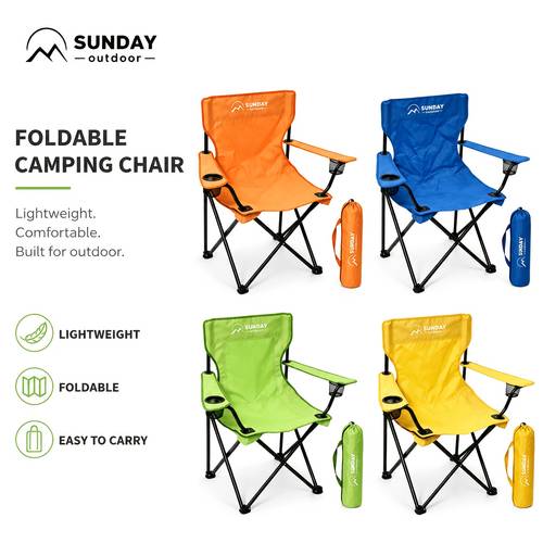 larawan ng item sunday outdoor foldable portable camping chair para sa mga , mag-suporta ng 275lbs at may storage bag