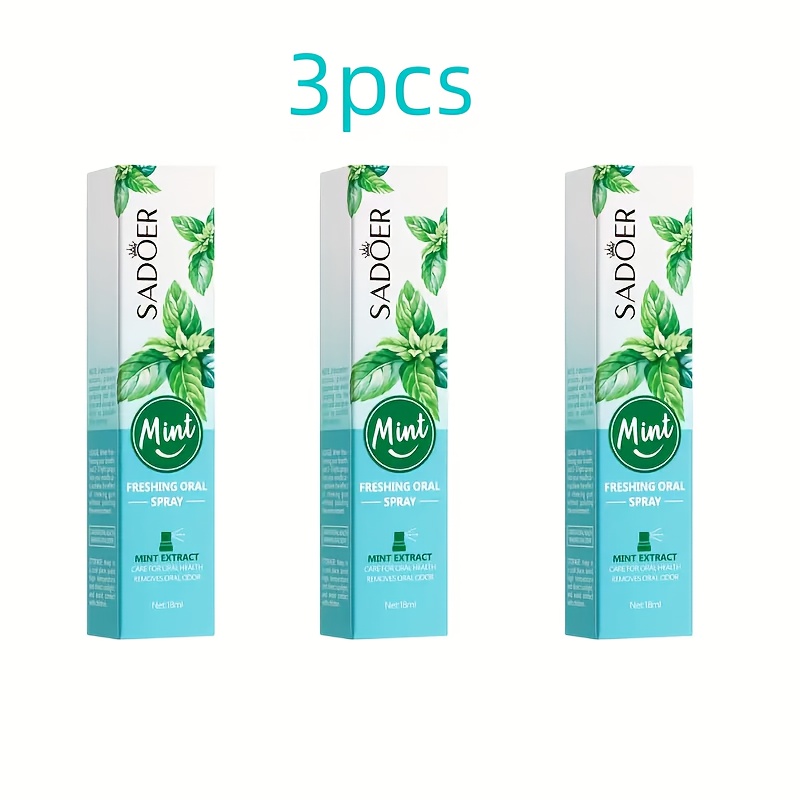 3pcs Sadoer Breath Spray, Natural Mint Flavor - Long-lasting Instant Cooling Effect, Portable Travel Package, Suitable For Dating, After-dinner, Hotel Use, And Oral Care