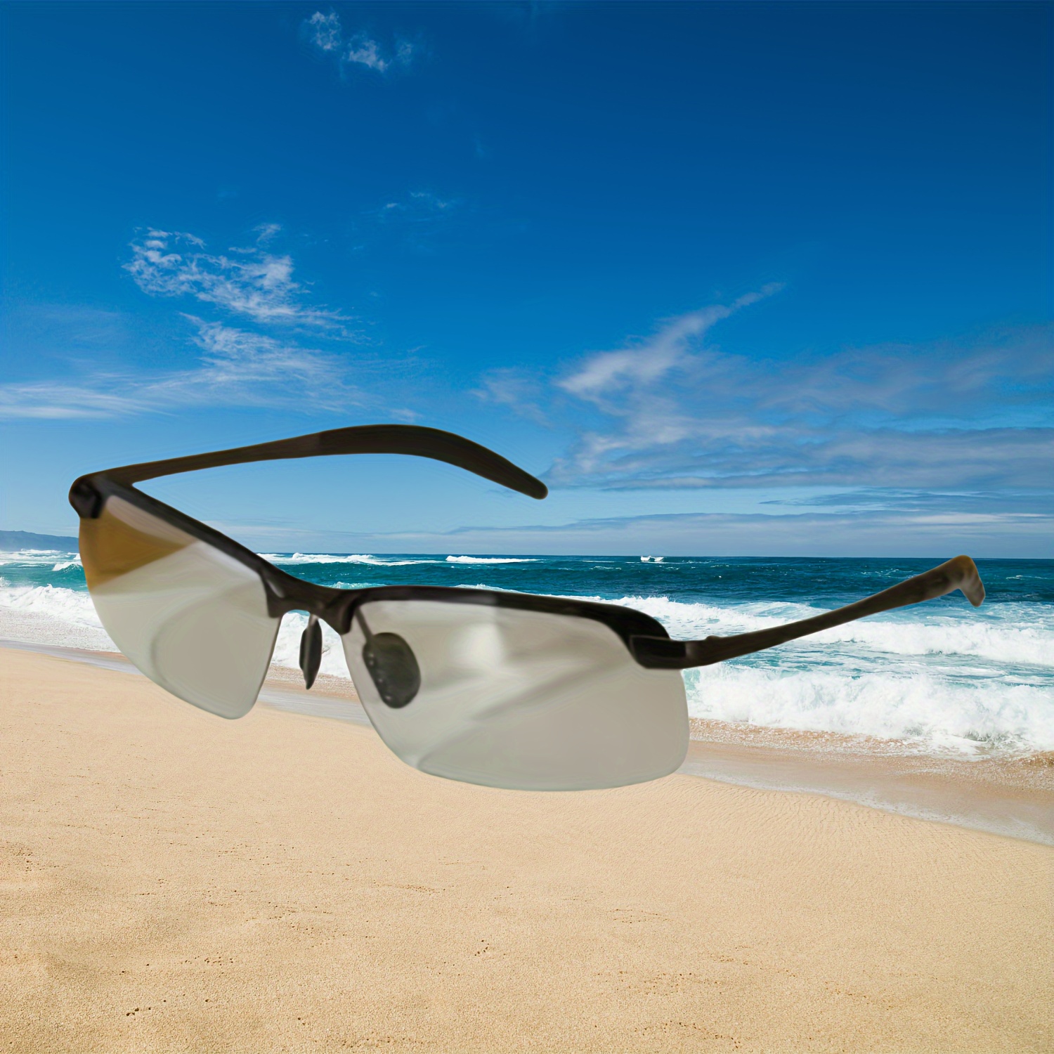 TEMU Fashionable Color Changing Glasses With Metal Frame And Color Changing Lenses, Outdoor Activities, Vacations, Travel, Fishing, Photography Accessories For Men And Women