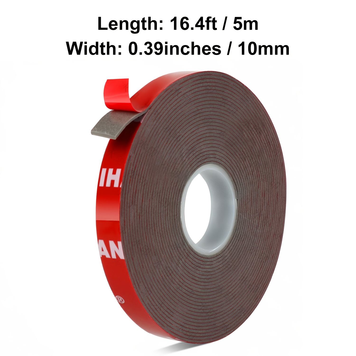 Image of 1 Roll Of Double-sided Tape, Heavy-duty Double-sided Tape For Installation, Narrow/thin Foam Tape With A Width Of 0.4 Inches, Suitable For Home, Office, Car Decoration, And Led Light Strips
