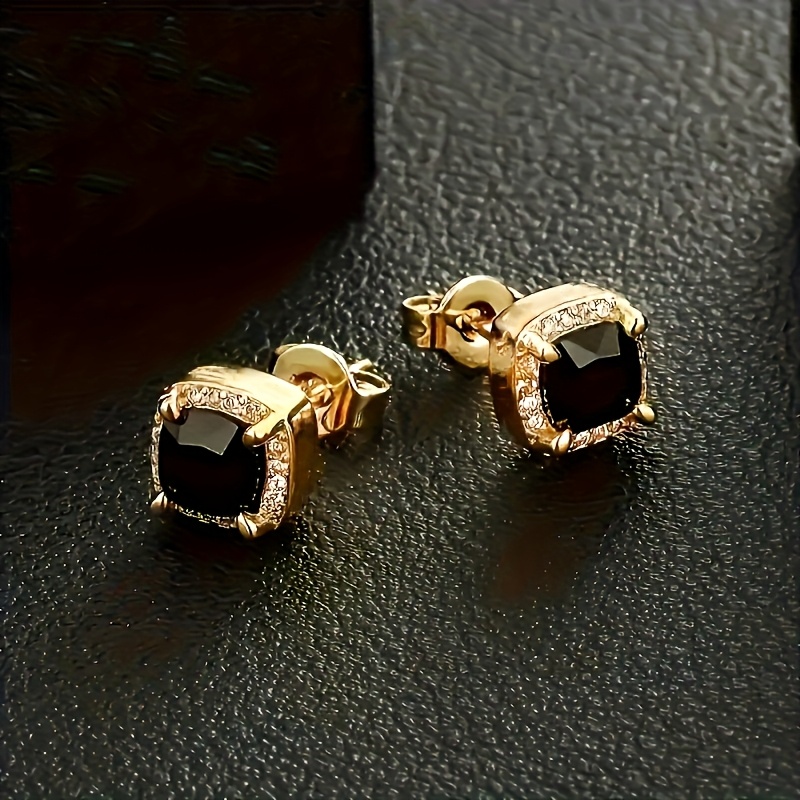 TEMU A Pair Of Luxurious And Fashionable Women's Stud Earrings, Inlaid With Synthetic Zirconia Decoration Embellishments, Street Fashion Fashion