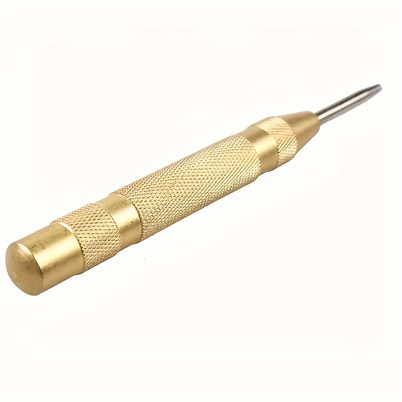 5-Inch Spring-Loaded Automatic Center Punch - Steel, Precision Marking & Hole Starter Tool