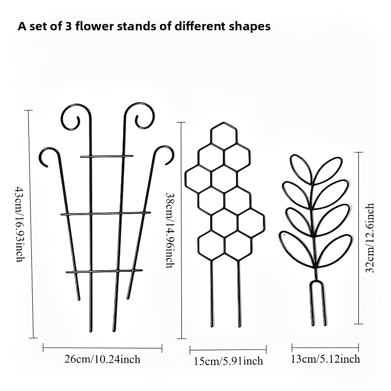TEMU 3pcs Plant Climbing Frame, Including Honeycomb-shaped Vine Climbing Frame And Leaf Climbing Frame And Fan-shaped Climbing Frame, Which Supports