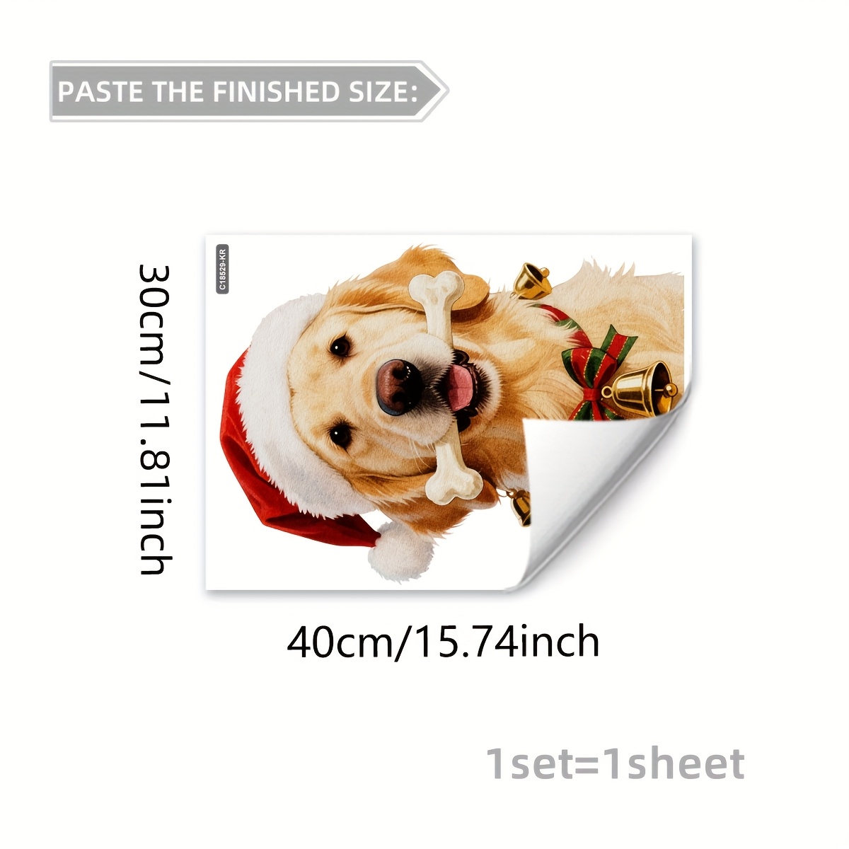 Image of 1 Sheet Of (30*40cm) Self-adhesive Christmas Dog Bone Bell Home Modern Decorative Bedroom Living Room Balcony Display Window Glass Sticker Double-sided Pattern, Best For Christmas