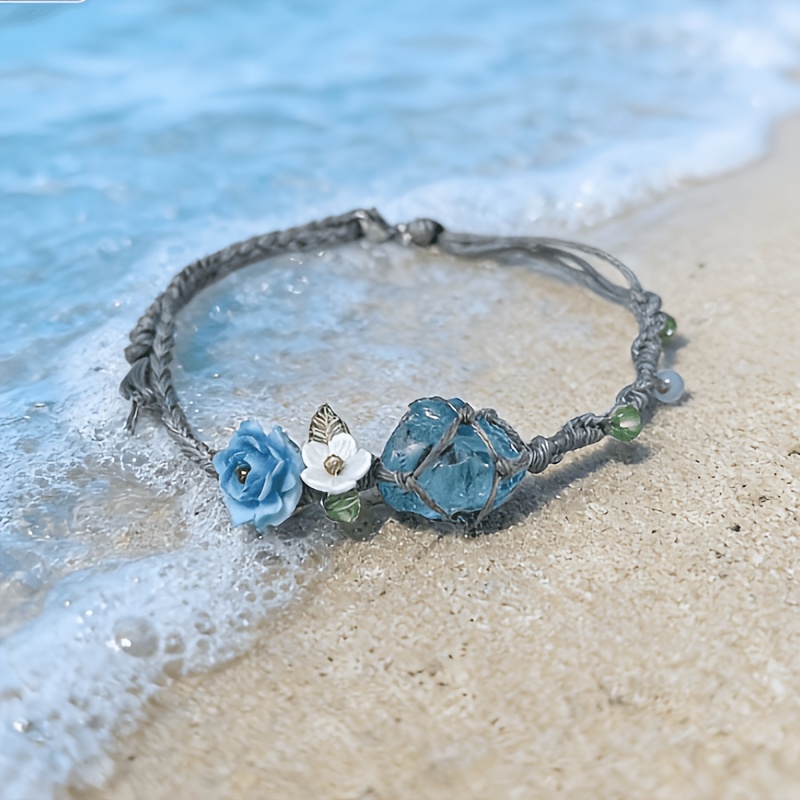 Blue Morpho Handwoven Crystal Bracelet