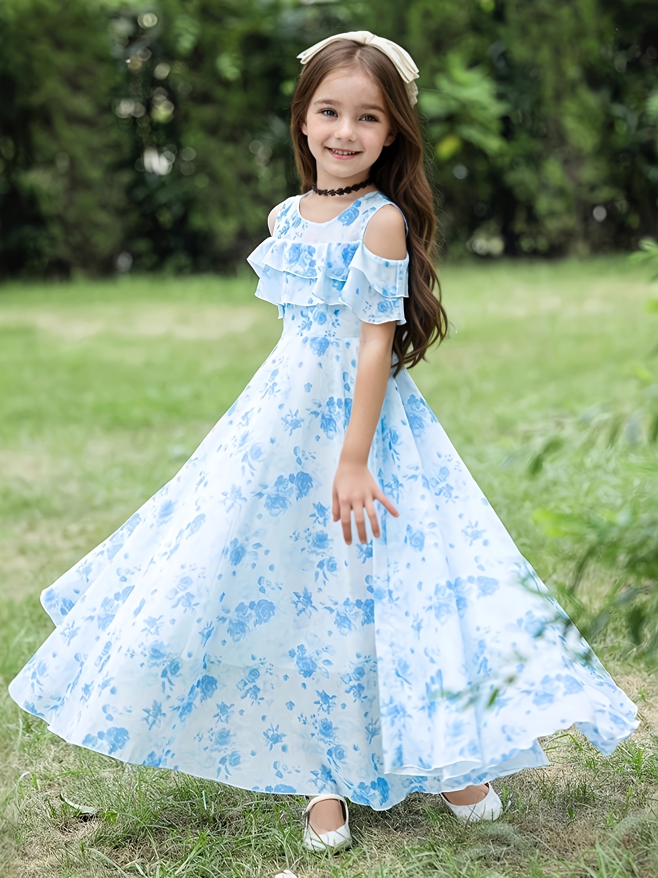 Girl dress girl dress, little girl summer dress; suitable for vacation,  music festival, school opening gift box big child skirt, girl dress  suitable ...