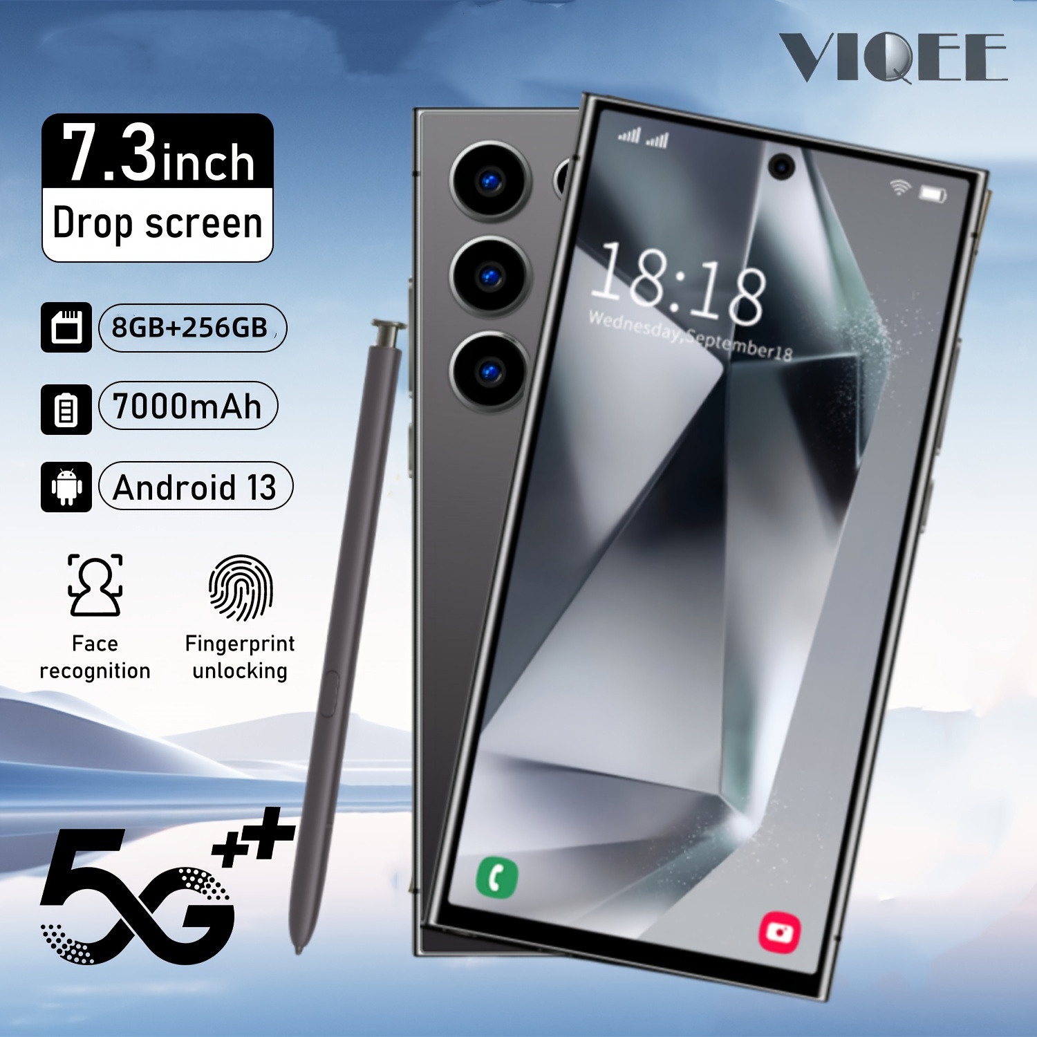 

Viqee 5g Phone, 8+256gb 7.3" -in Phone New