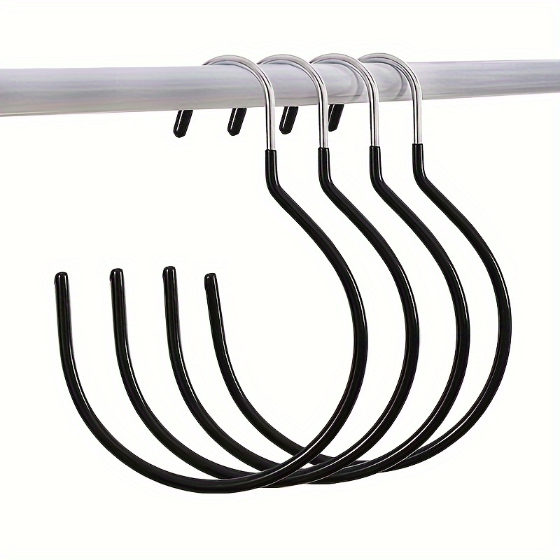 

2pcs Rubber-coated C-hook Hanger, Round Metal Hook With Non-slip Rubber, Circular Hook Scarf Hanger, Multifunctional Hook, Wardrobe Storage, Bathroom, Can Hang Belts, Shawls, Ties, Scarves And Hats.