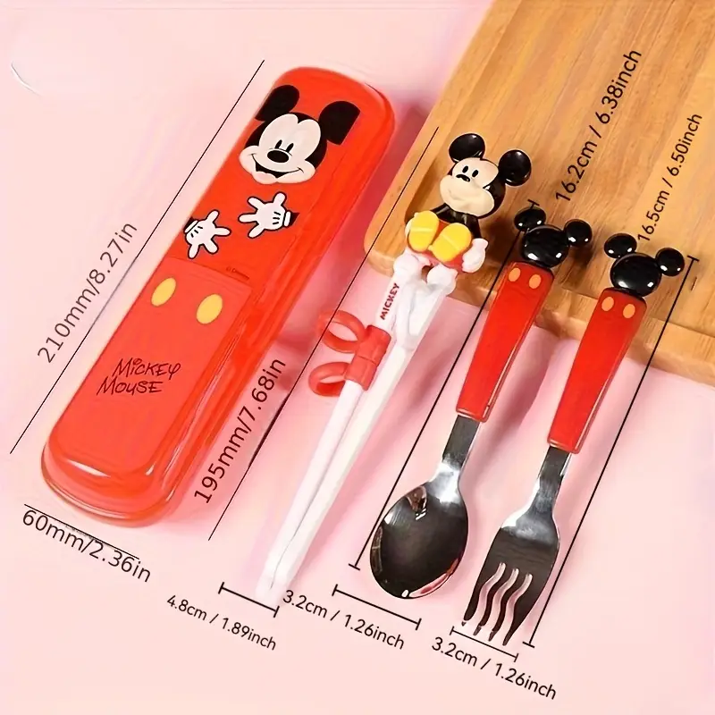 4pcs training chopsticks and 304 stainless steel fork and spoon cartoon novelty style with box princess and portable learning chopsticks cute tableware suitable for beginners outdoor camping accessories home supplies birthday christmas gift Product details 8