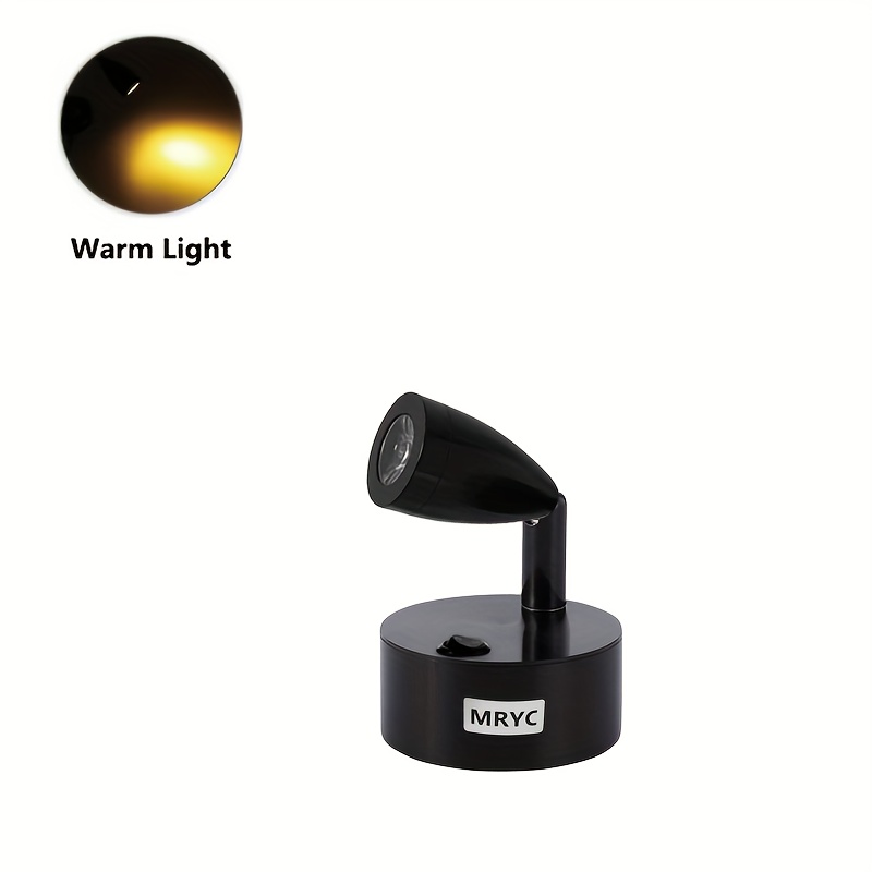 TEMU 1pc Desktop Spotlight, 3w Led Light, 3 Aaa Batteries, Button Switch, Suitable For Jewelry Counters, Figure Display Cabinets And Bedroom, Living