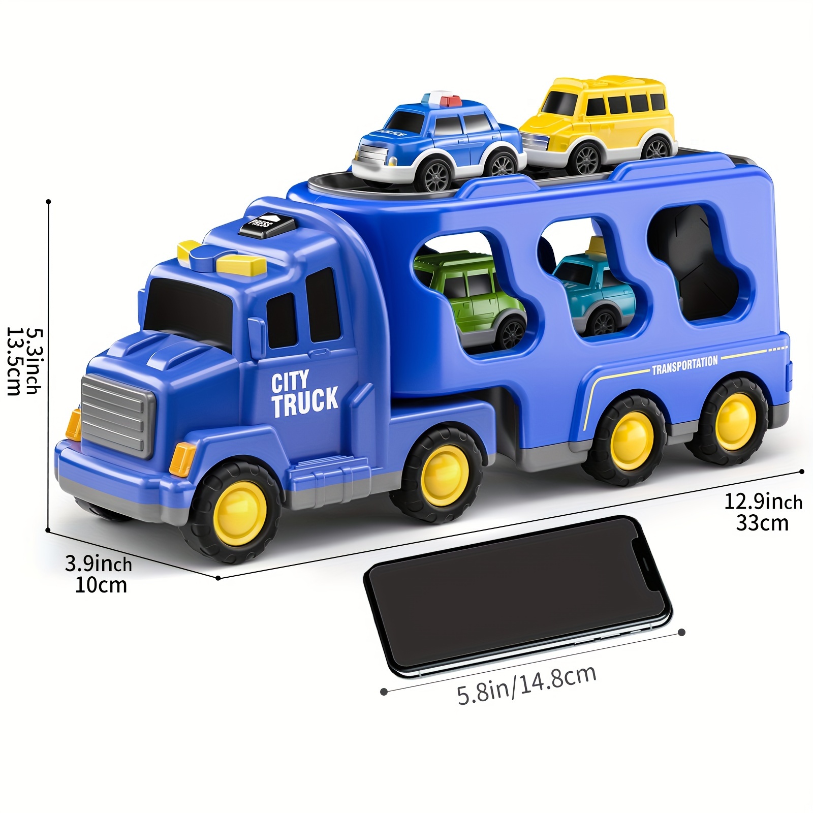 TEMI Juguetes de camión para niños de 3, 4, 5, 6, 7 años, paquete de 5  vehículos urbanos de transporte, juguetes para niños pequeños, juego de