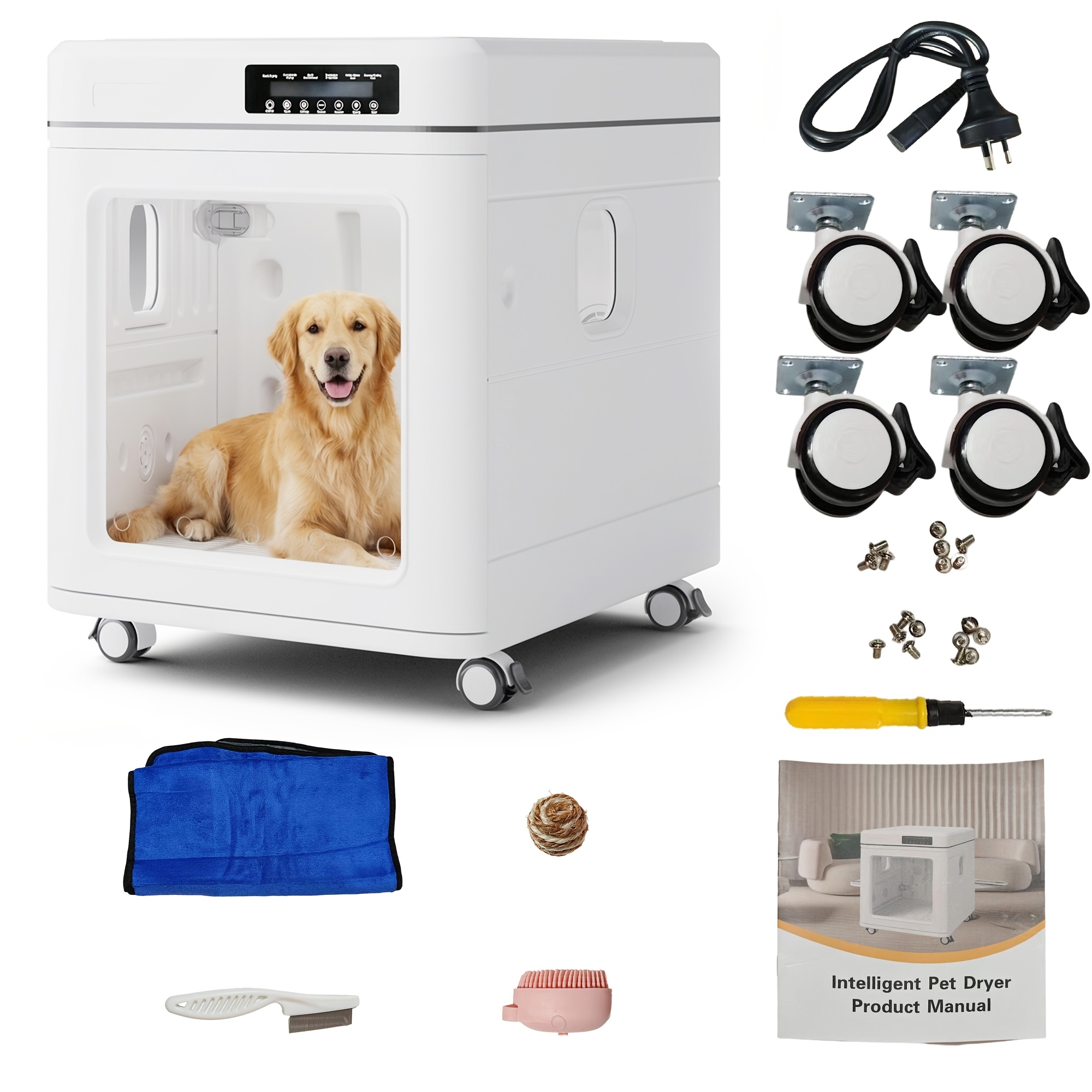 Cobuy Foldable Pet Dryer Box with Wheels, 360° Fast Drying 100L Quiet Odor Removal for Dogs & Cats - Image 3