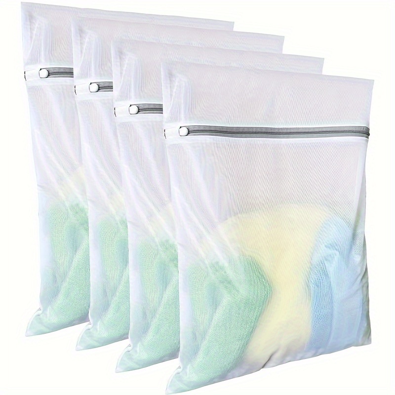 

3pcs/set Premium Large Laundry Wash Bags For Clothes - Polyester Mesh With High-quality Zipper, Wash Nets For Dorm & Storage