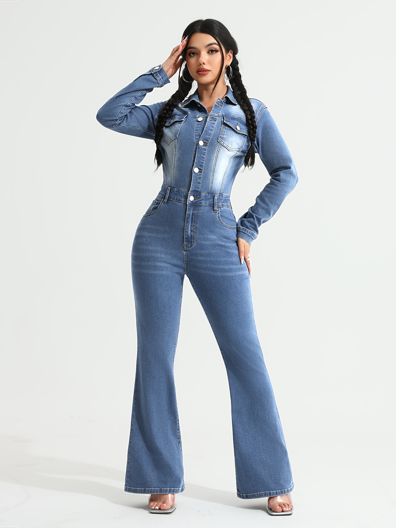 ensemble salopettes en denim femmes combinaison polyvalente Temu